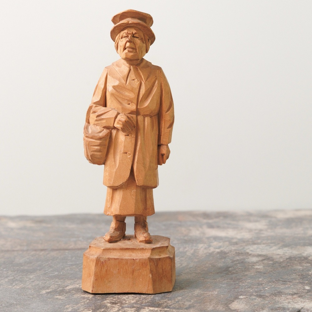 Vintage Lucien Bourgault Wood Carving Figurine Canada Folk Art Cottagecore